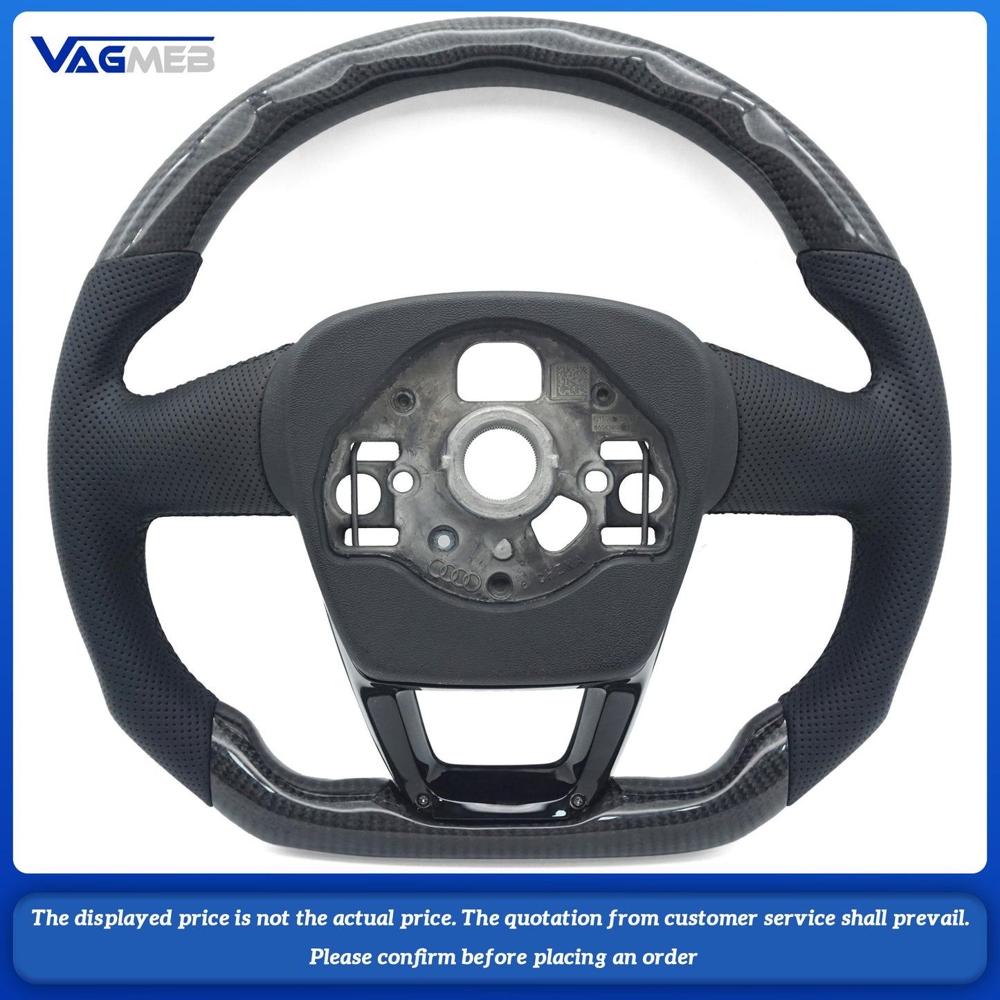 For Sline Logo Audi Q3 Carbon Fiber Painted Black Semi Perforated Flat Bottomed Sports Steering Wheel