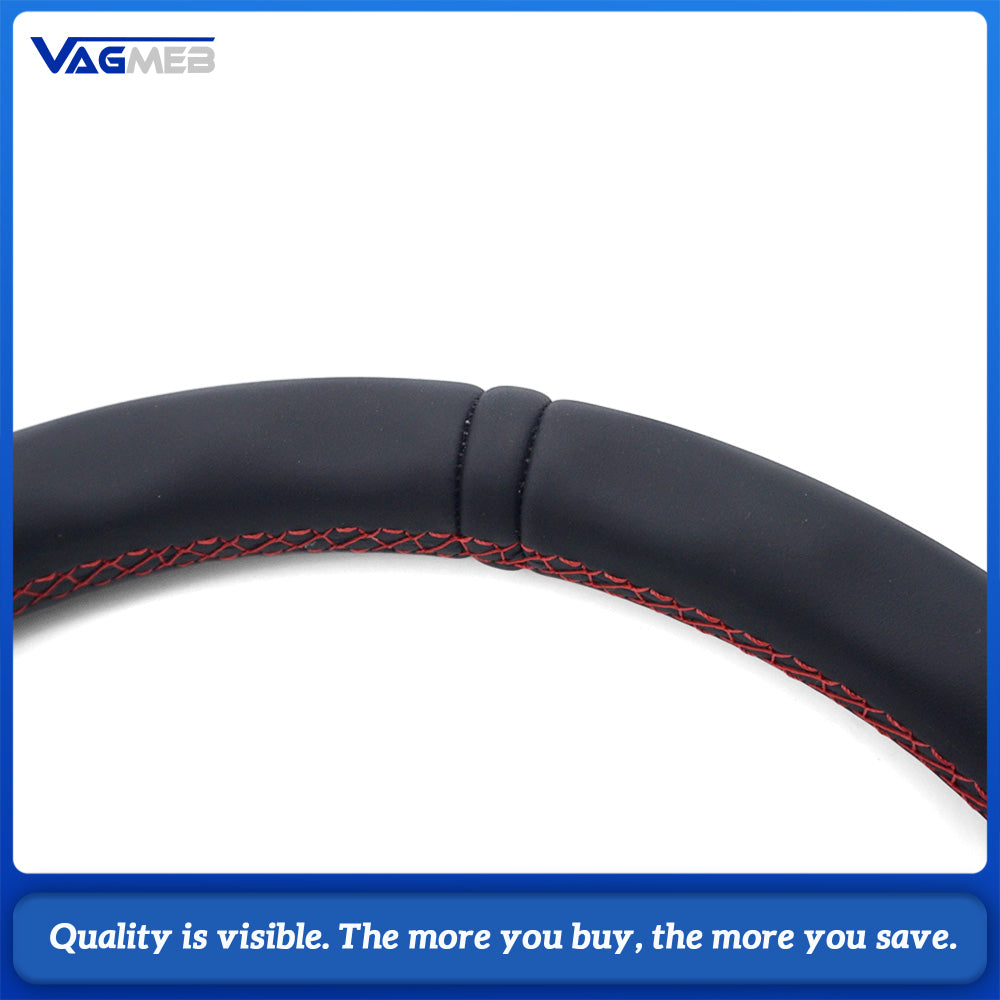 For Audi A4 B8 Contoured Steering Wheel Base, Semi Perforated Leather with Red Contrast Stitching, Black Position Mark, Sport Modification Steering Wheel Base