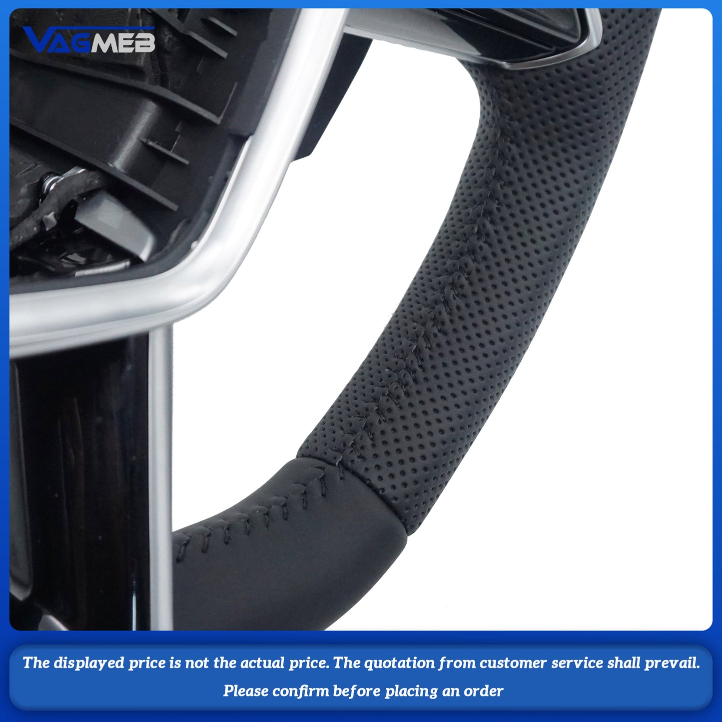 For Audi S logo A6C8, semi-perforated black line, lacquered large black paddles, unheated steering wheel