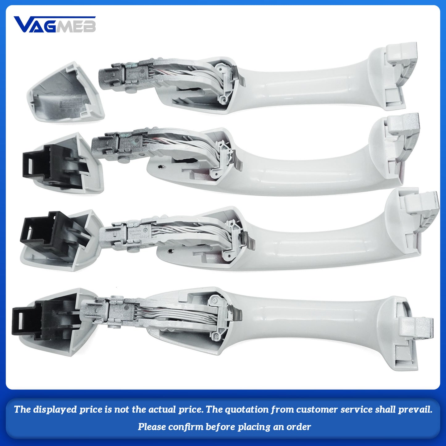 For VW Golf MK7 Inductor handle without electroplating, with white lighting strip