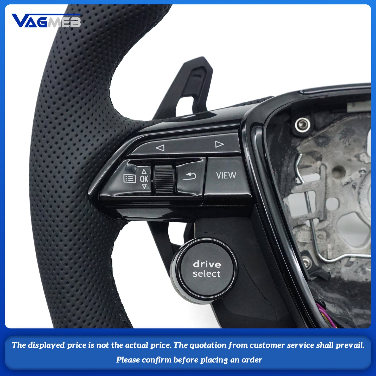 For Audi S logo A6C8, with black lines and R8 buttons on the steering wheel, without heating function