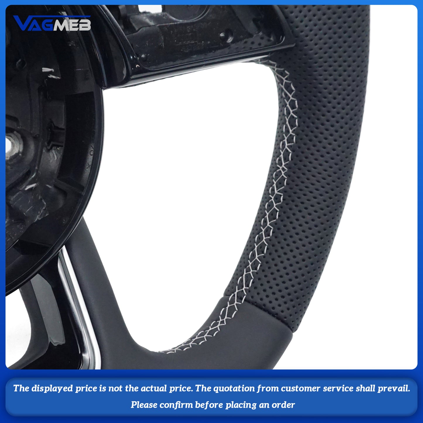 For Audi RS3 RS4 RS5 A3 A4 B9 A5 S3 S4 S5 2017-2021 Fully Perforated Leather Steering Wheel