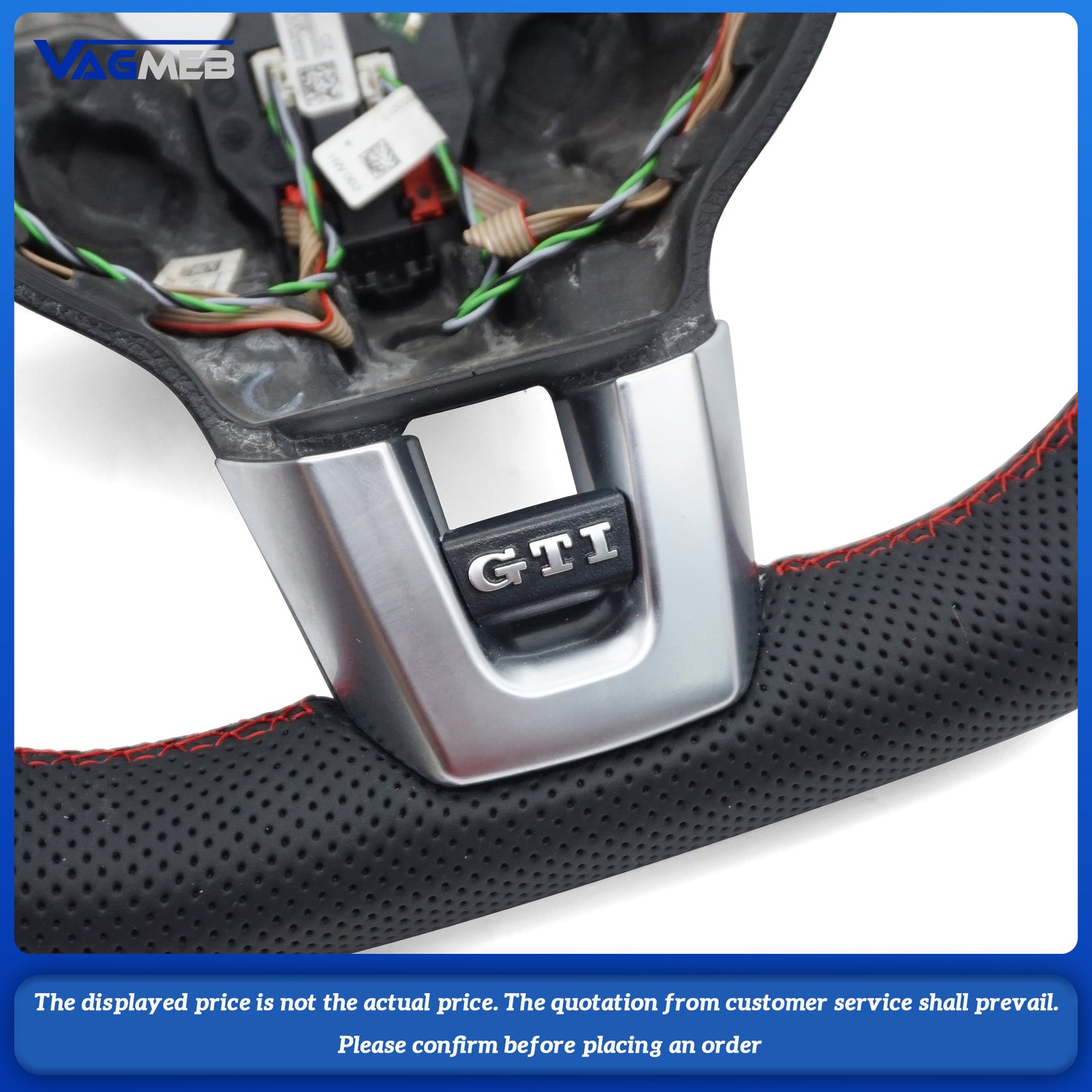 For VW Golf MK6 GTI Leather Multifunctional Steering Wheel With button Old R Logo Assembly