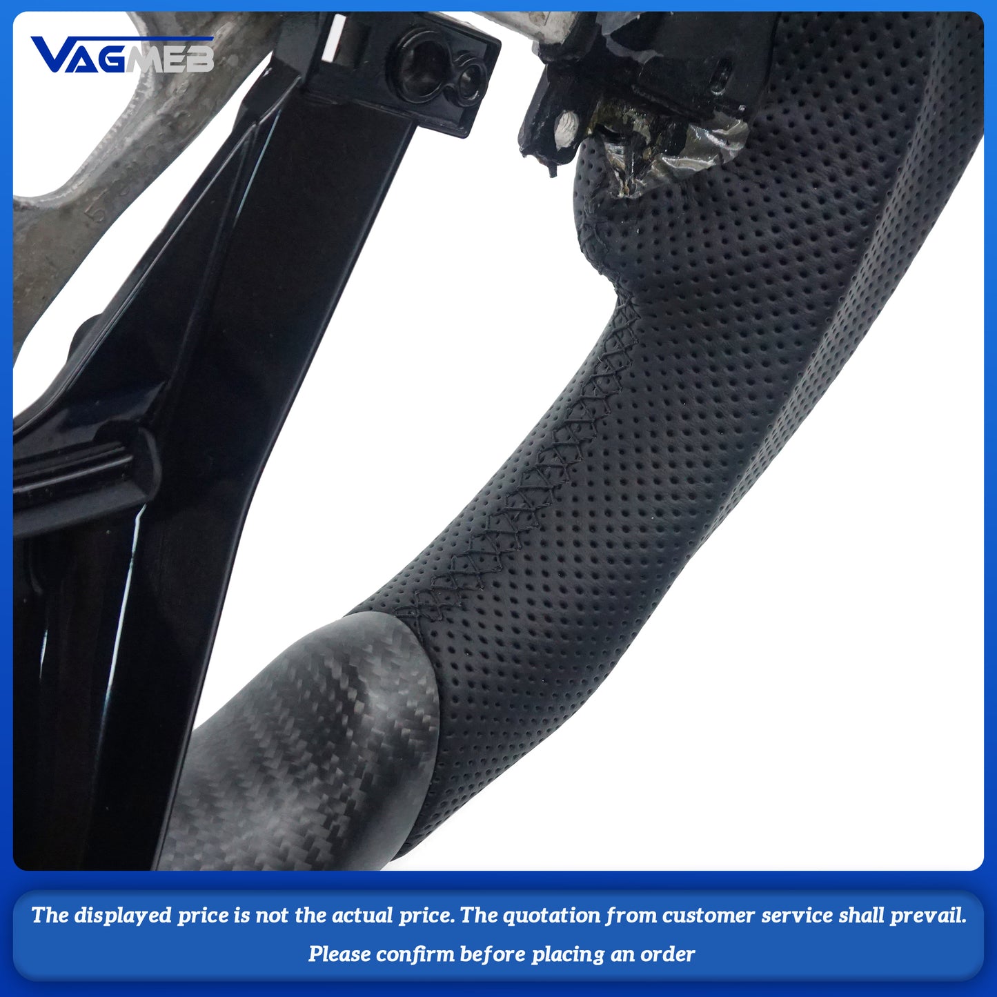 For Toyota Hilux Matte carbon fiber semi-perforated black wire steering wheel