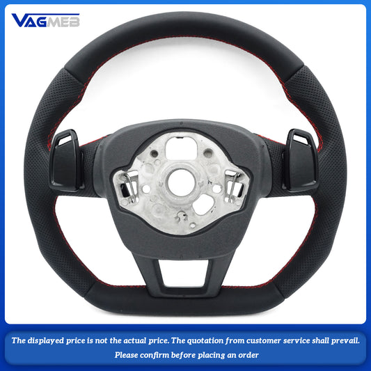 For Audi A6 C8 Semi Perforated Painted Black Semi Perforated Flat Bottomed Sports Steering Wheel