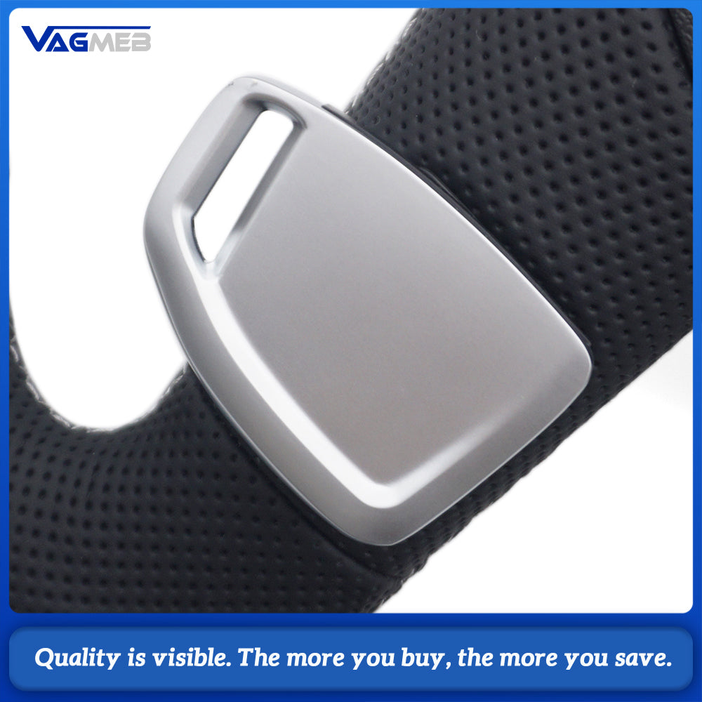 Half Perforated Steering Wheel for Audi A4 B9, White Stitch, Heated, With Paddle Shifters, No Buttons