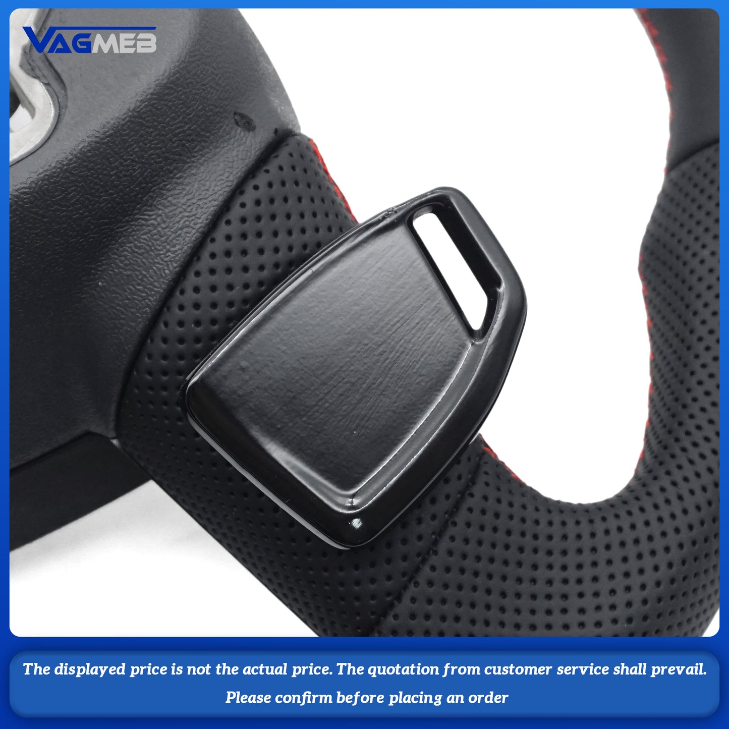 For Audi A6 C8 painted black heated steering wheel with white stitching sports flat bottomed steering wheel