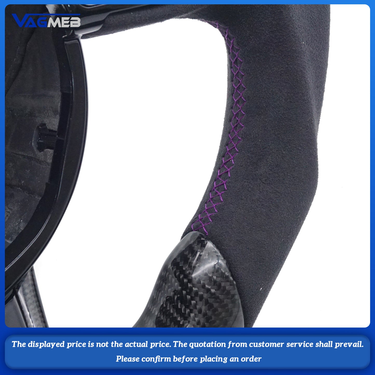 For S Logo Audi A4B8 carbon fiber semi-grain purple thread steering wheel