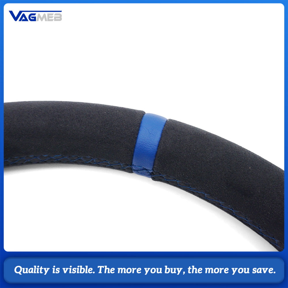 For VW Golf MK8 Full Alcantara Sport Steering Wheel, Blue Contrast Stitching, Blue Position Mark, Car Interior Modification Steering Wheel