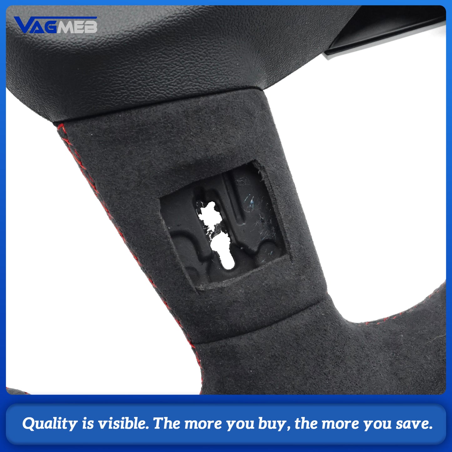 Steering Wheel For Audi Q3 Painted Black Semi Full Alcantara Flat Red stitchs Bottomed Sports