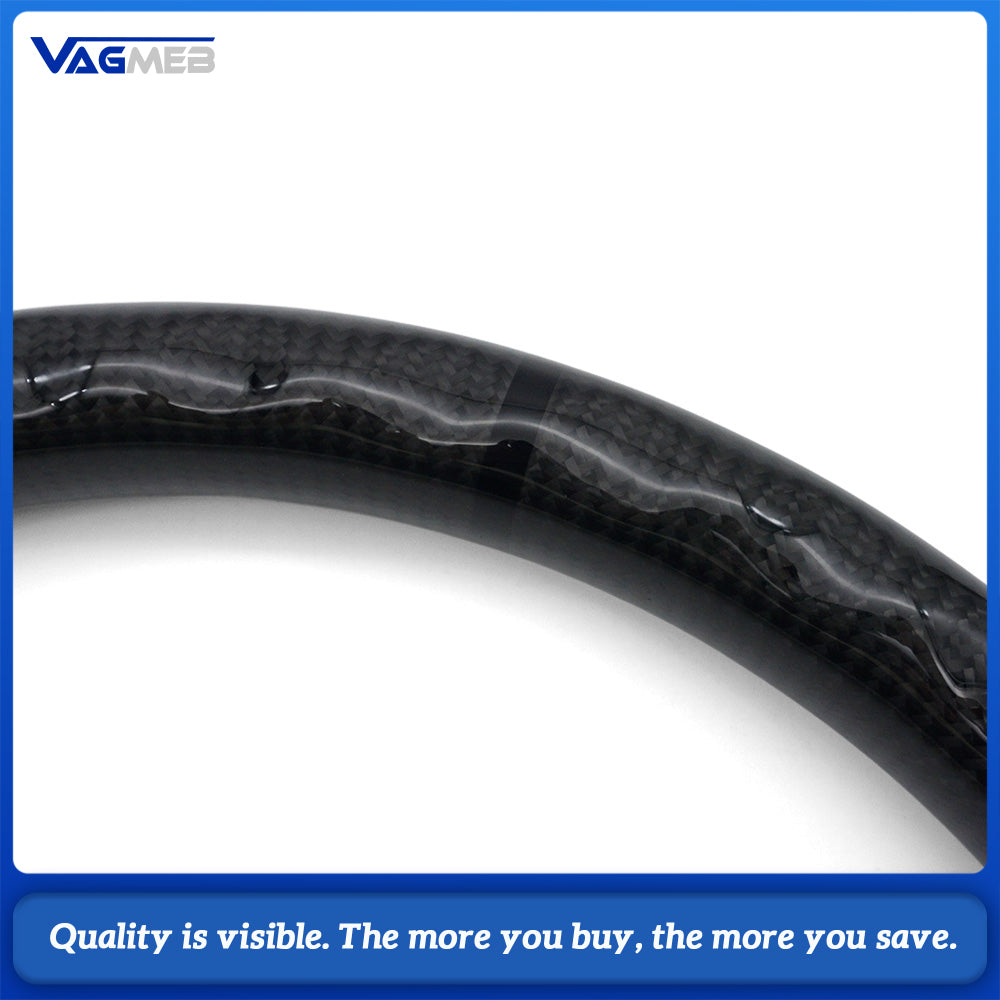 For Jeep Carbon Fiber Half Perforated Leather Steering Wheel Base, Black Stitching Black Centering Marker Car Steering Modification Replacement Part