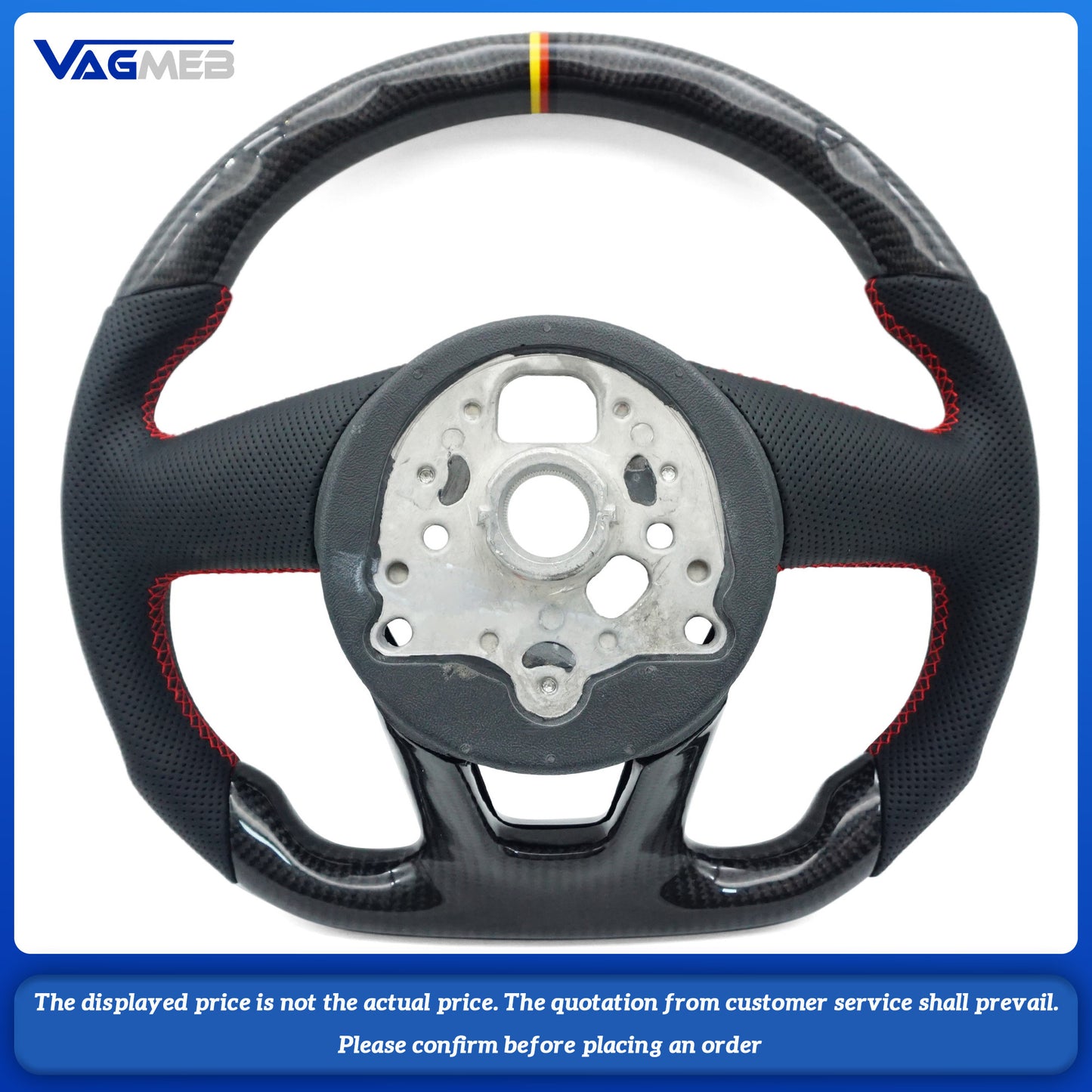 Carbon Fiber Semi Perforated Leather Steering Wheel, For Audi A3 8V A4 B8 B9 S3 S4 S5 Rs5 Rs3 Rs4 A5 B9