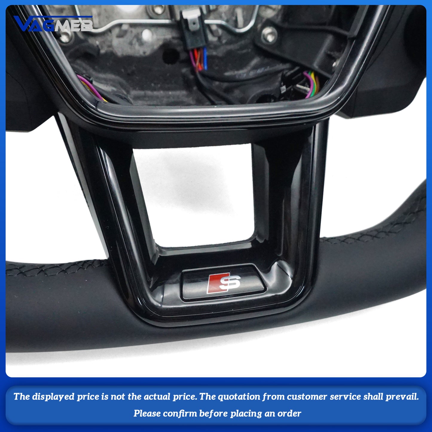 For Audi S logo A6C8, with black lines and R8 buttons on the steering wheel, without heating function