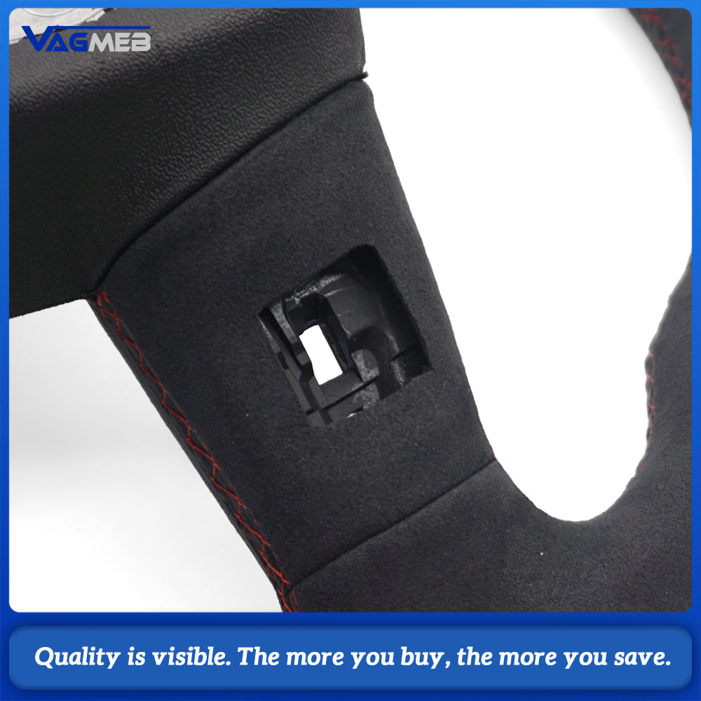 Upgraded fully furry design with red stitching steering wheel for Audi Q5l, Q5 modification