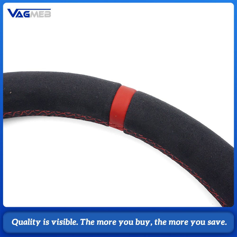 For VW Golf MK8 Full Alcantara Sport Steering Wheel, Red Contrast Stitching, Red Centering Marker, Without Steering Wheel Buttons, Car Interior Modification Accessory