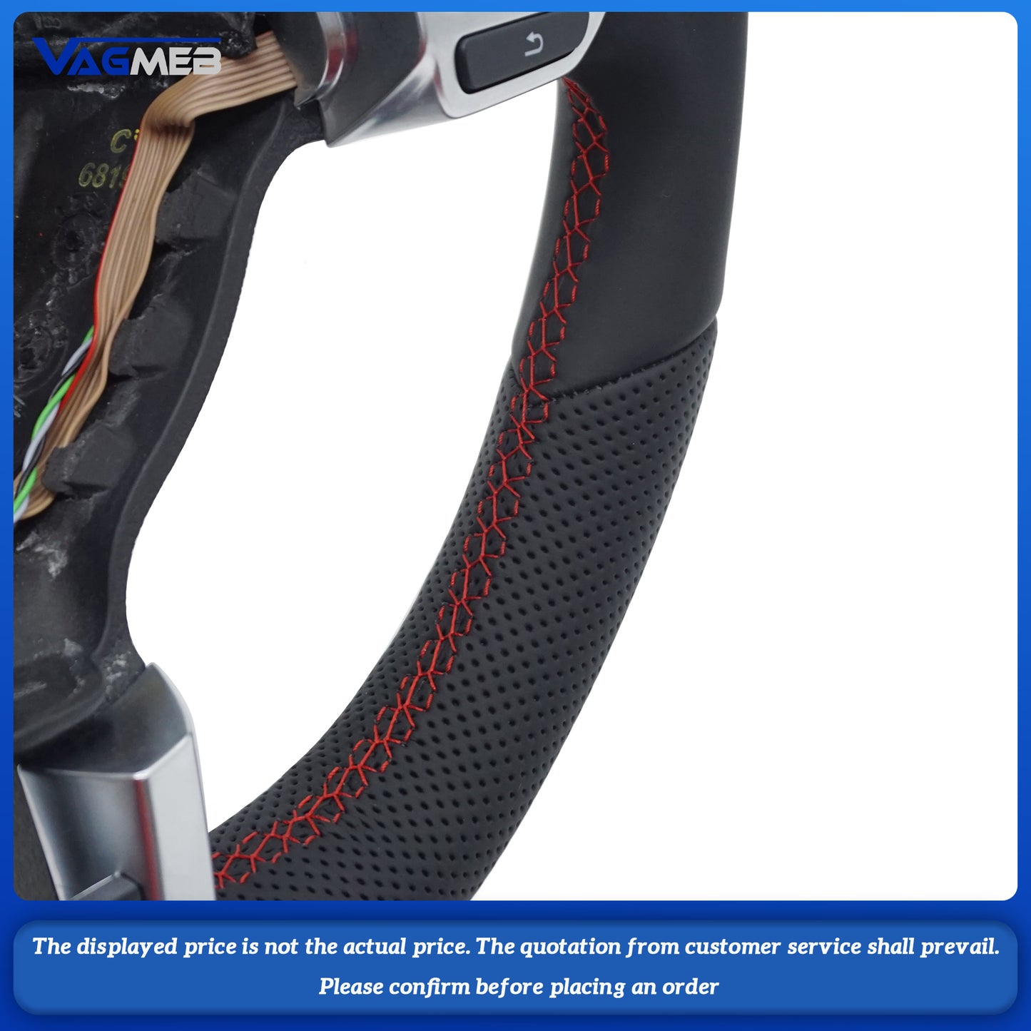 For VW Golf MK6 GTI Leather Multifunctional Steering Wheel With button Old R Logo Assembly