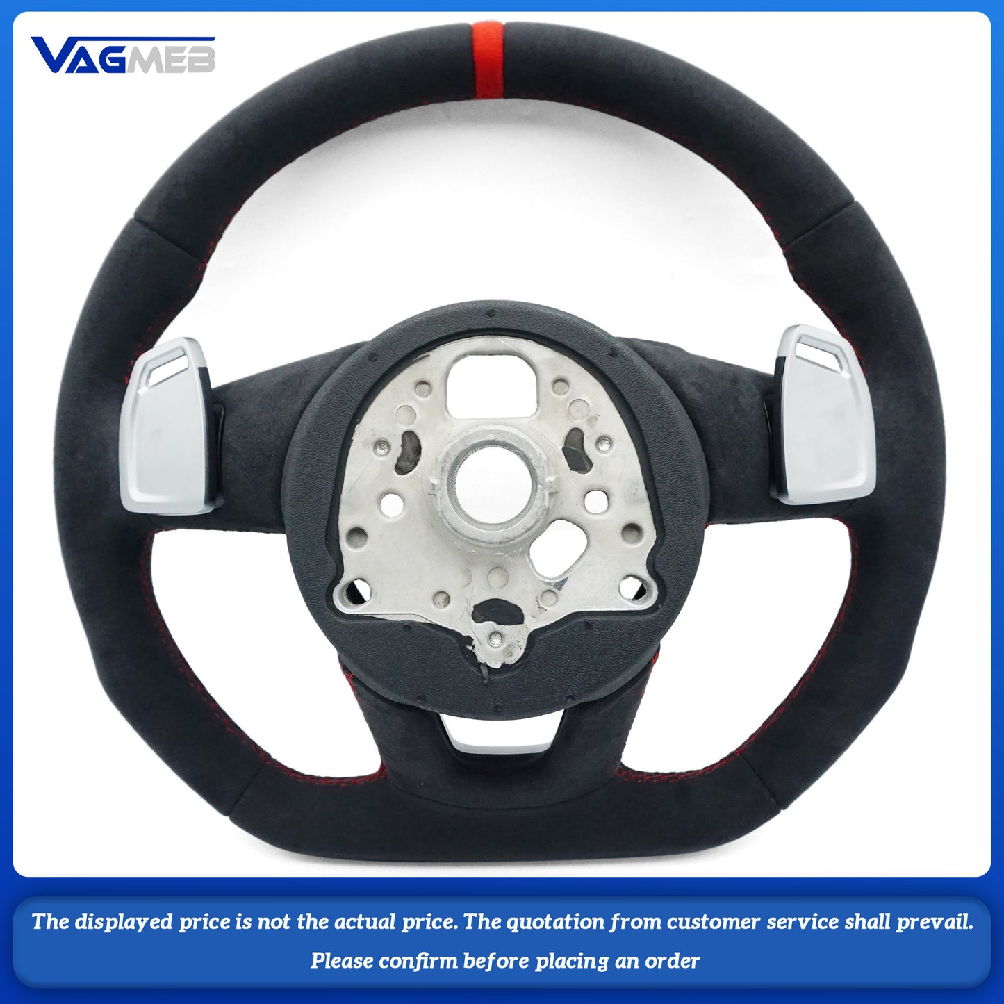 Suitable for Audi A4 B9 Fully Perforated Semi-Perforated Genuine Leather Suede Flats Steering Wheel Sports Version