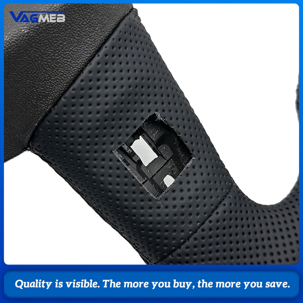 Sport Steering Wheel Gloss Black Trim Semi‑Perforated Leather Black Stitching No Paddle Shifters Buttons Not Included For Audi Q5 FY