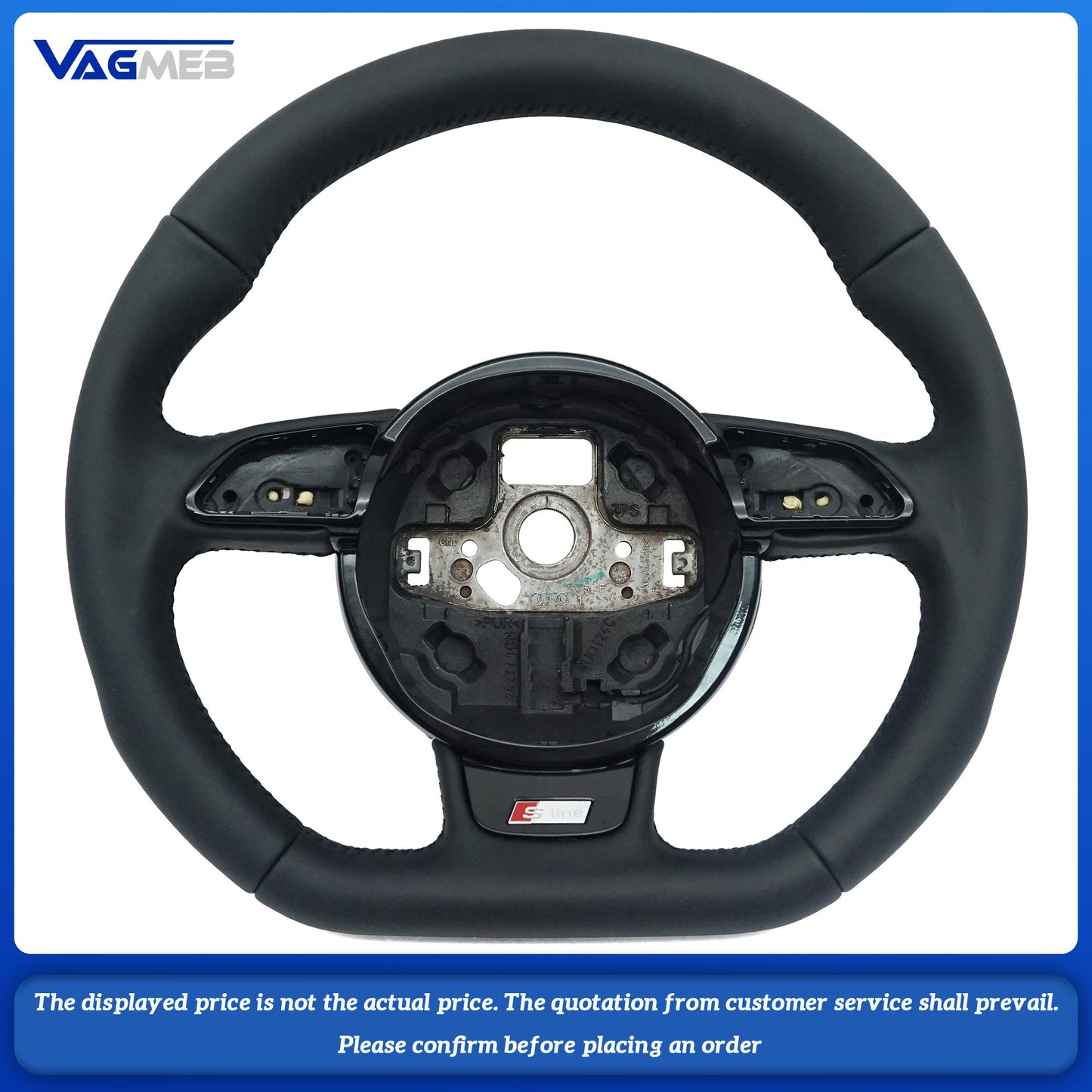 Leather Steering Wheel for Audi SLINE Logo A3 8V A4 B9 A5 A6 A7 Q3 Q5 Q7 Suede Steering Wheel Flat Bottom Steering Wheel