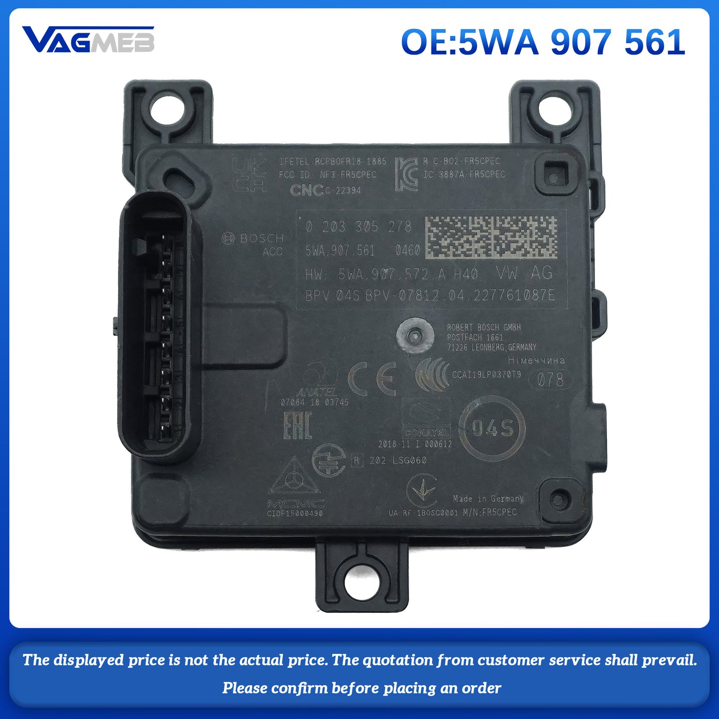 Radar sensor distance control control control unit original For VW Golf Variant Atlas Audi A3 S3 Q6 Skoda Octavia Leon 5WA 907 561
