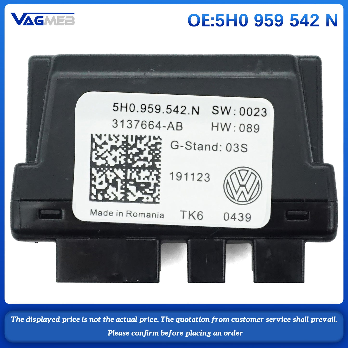5H0 959 542 N permanent travel assist lane assist off-hand module