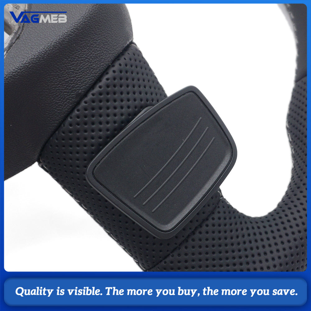 Car Gloss Black Half Perforated Steering Wheel Original Gray Stitching With Hands Off Sensor Buttons Paddle Shifters Without Heating For Audi Q3