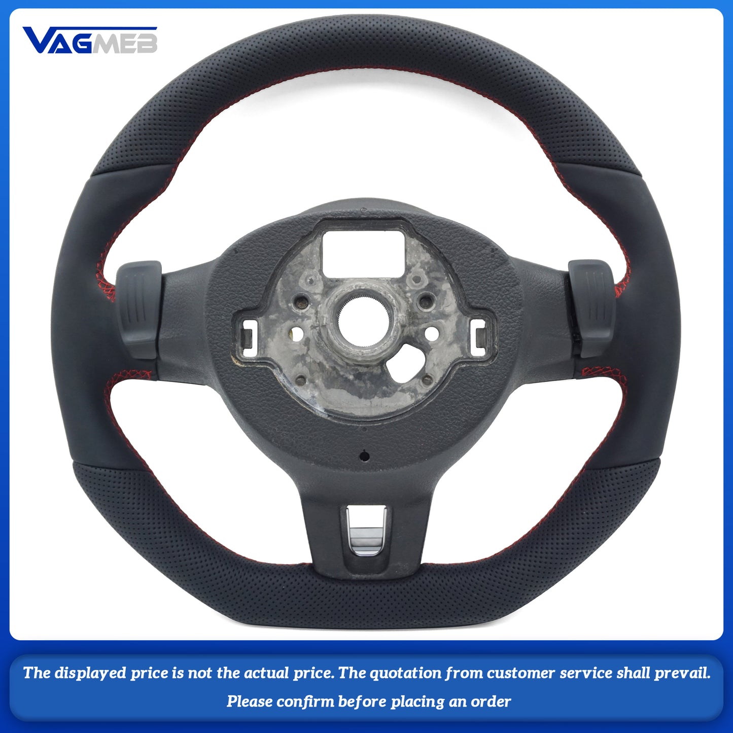 For VW Golf MK6 GTI Leather Multifunctional Steering Wheel With button Old R Logo Assembly