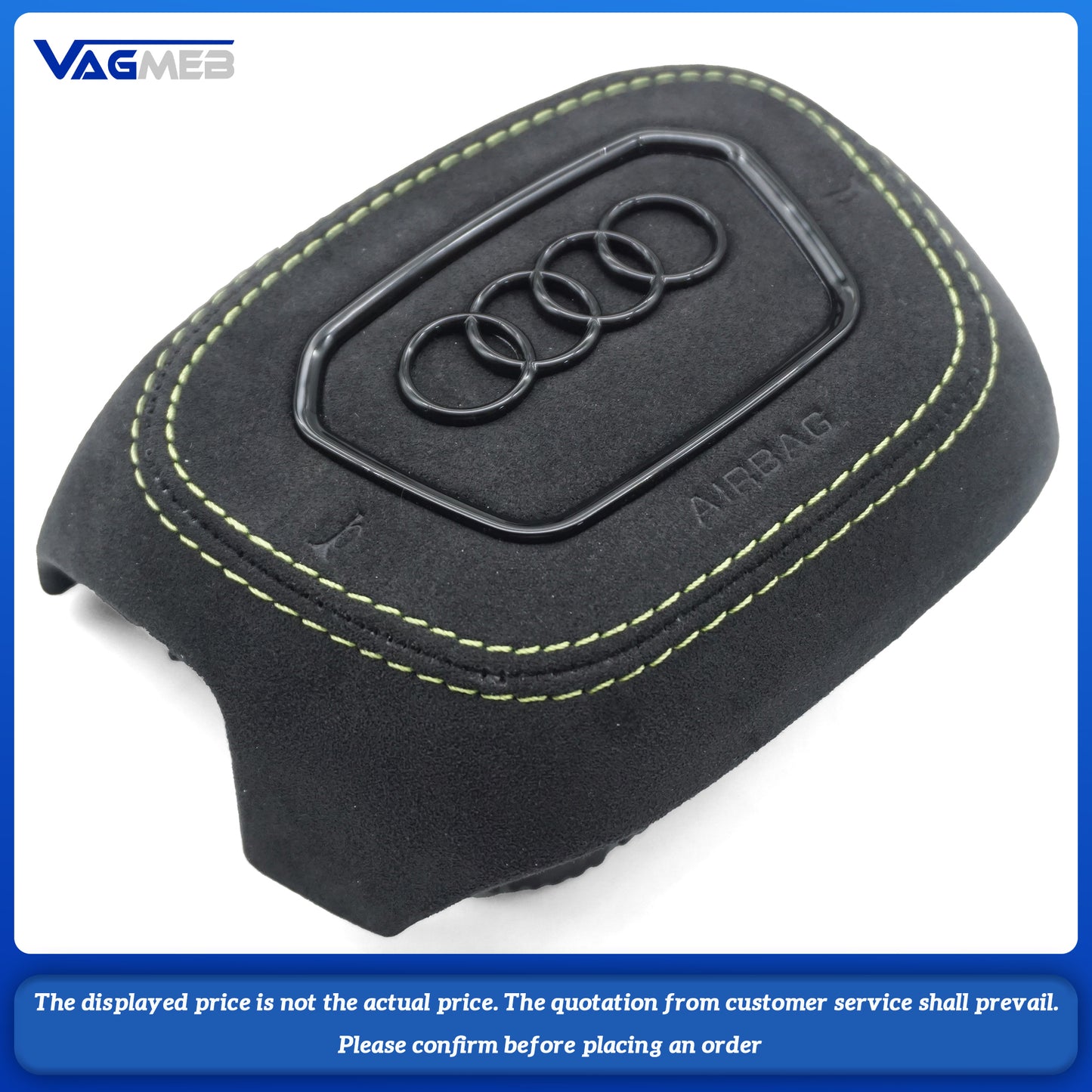 For Audi RS LOGO Q5 FY carbon fiber version, brushed green thread, green return, Lambard paddles, steering wheel strap heating