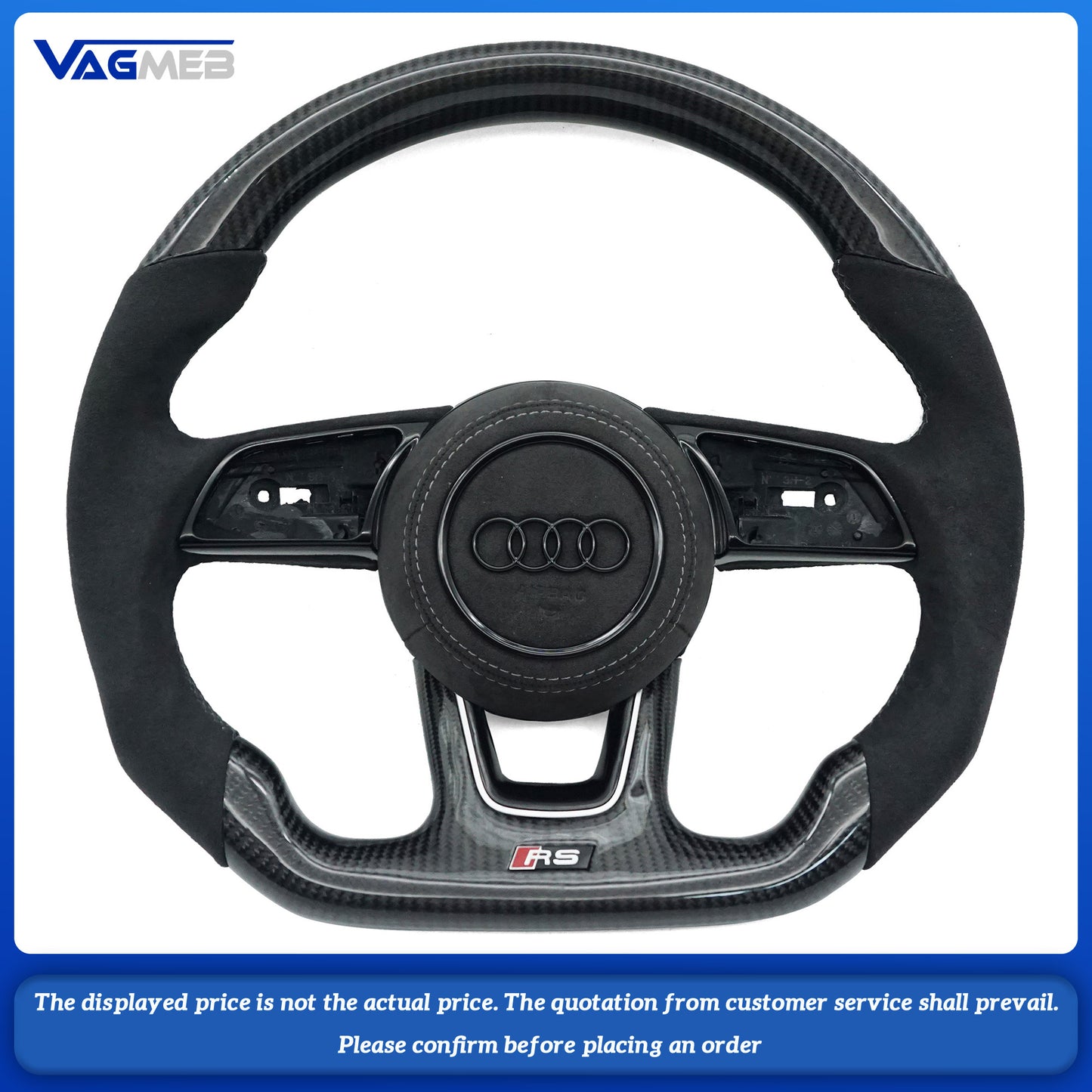 Custom high quality carbon fiber steering wheel For Audi RS logo RS3