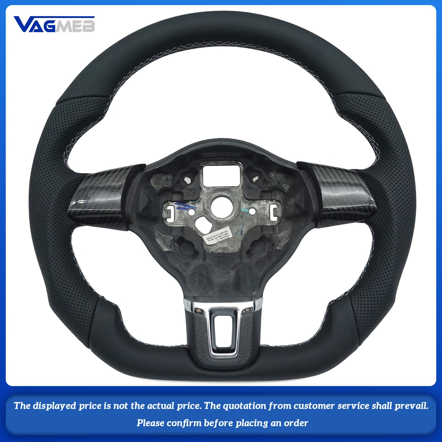 For VW Golf 6 GTI Golf MK6 GTI Custom carbon fiber leather semi-perforated leather steering wheel Customized styles