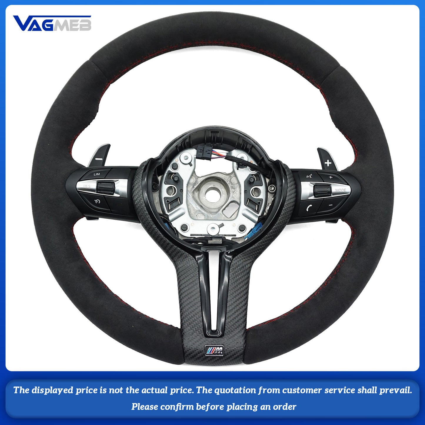 For BMW thong with full suede red line steering wheel without airbag (three series)