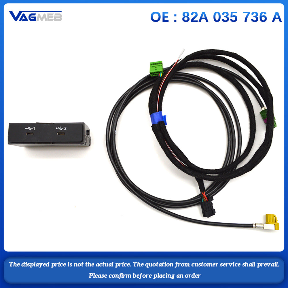 82A 035 736 A for Audi A1 A3 Carplay Switch Two Type-C Dual Type C Auto Phone Charger