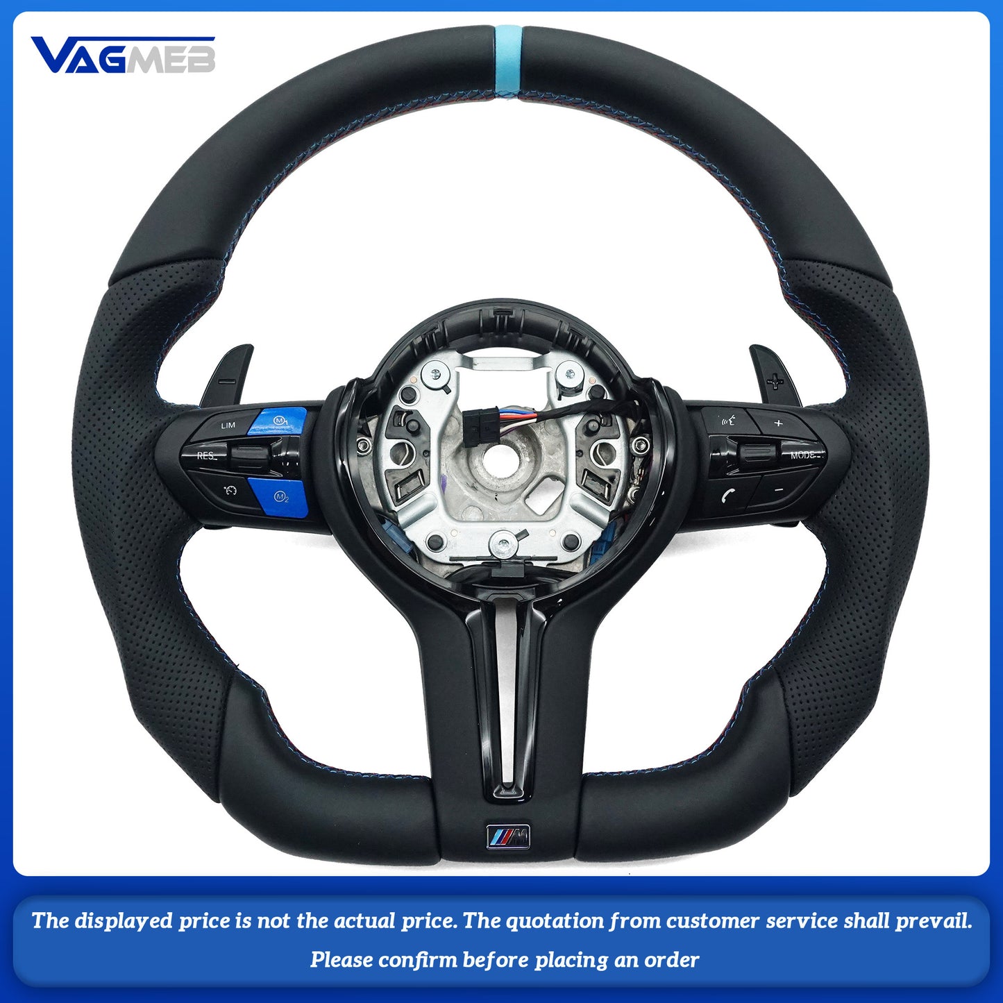 Leather material sports car steering wheel M LOGO For BMW F20 F07 F01 E46 E60 E90 M3 M4 M5 M630 F31 F32 F10,Car Accessories