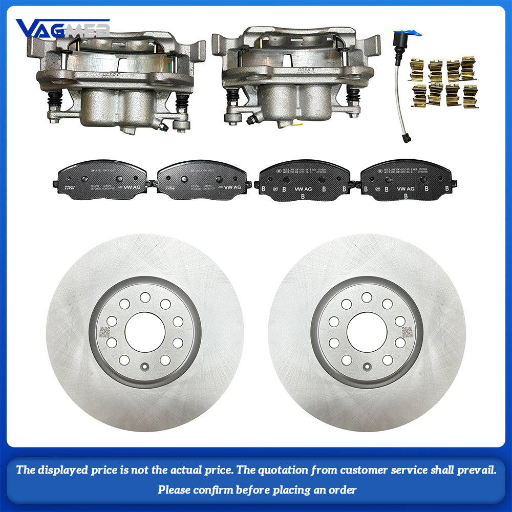 Front Brake Disc Rotors and Ceramic Brake Pads + Hardware Brake Kit For VW Talagon