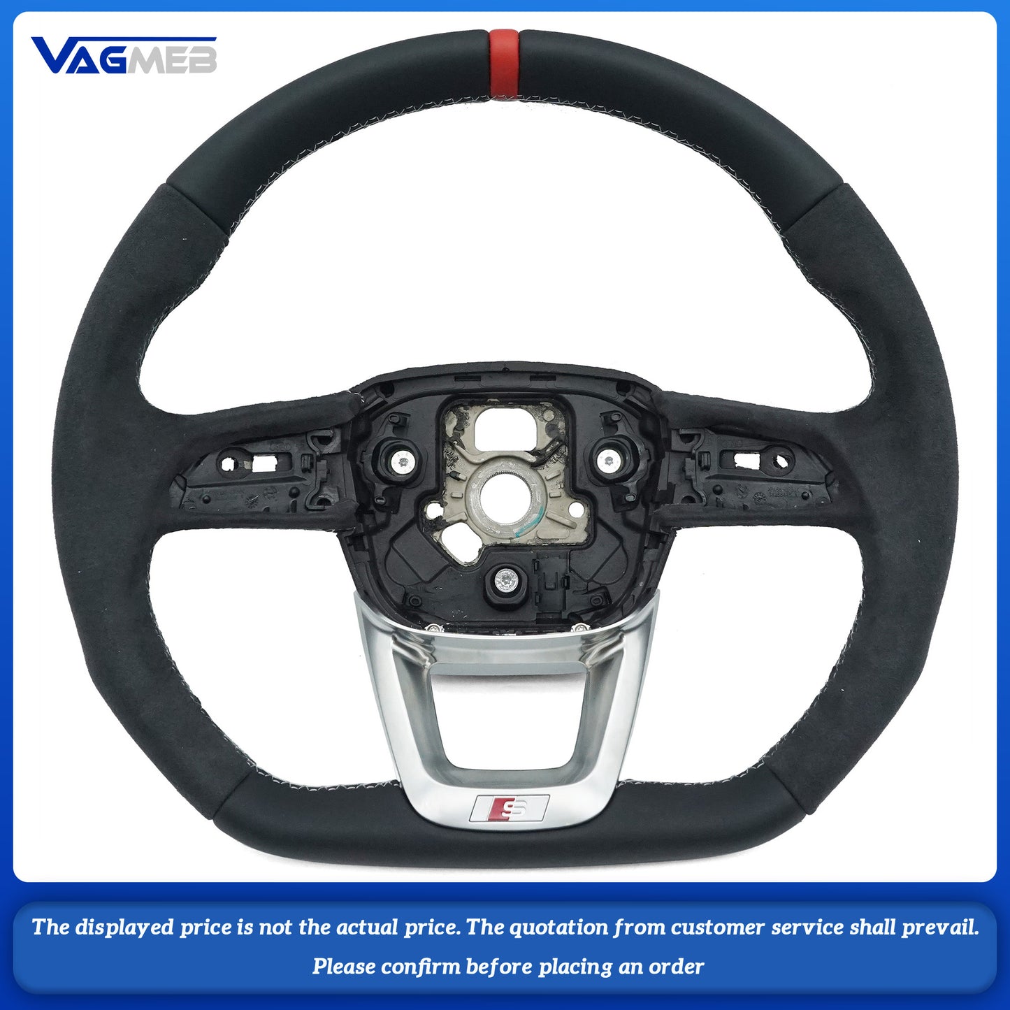 For Audi Q5 FY Alcantara white stitched flat bottomed sports steering wheel