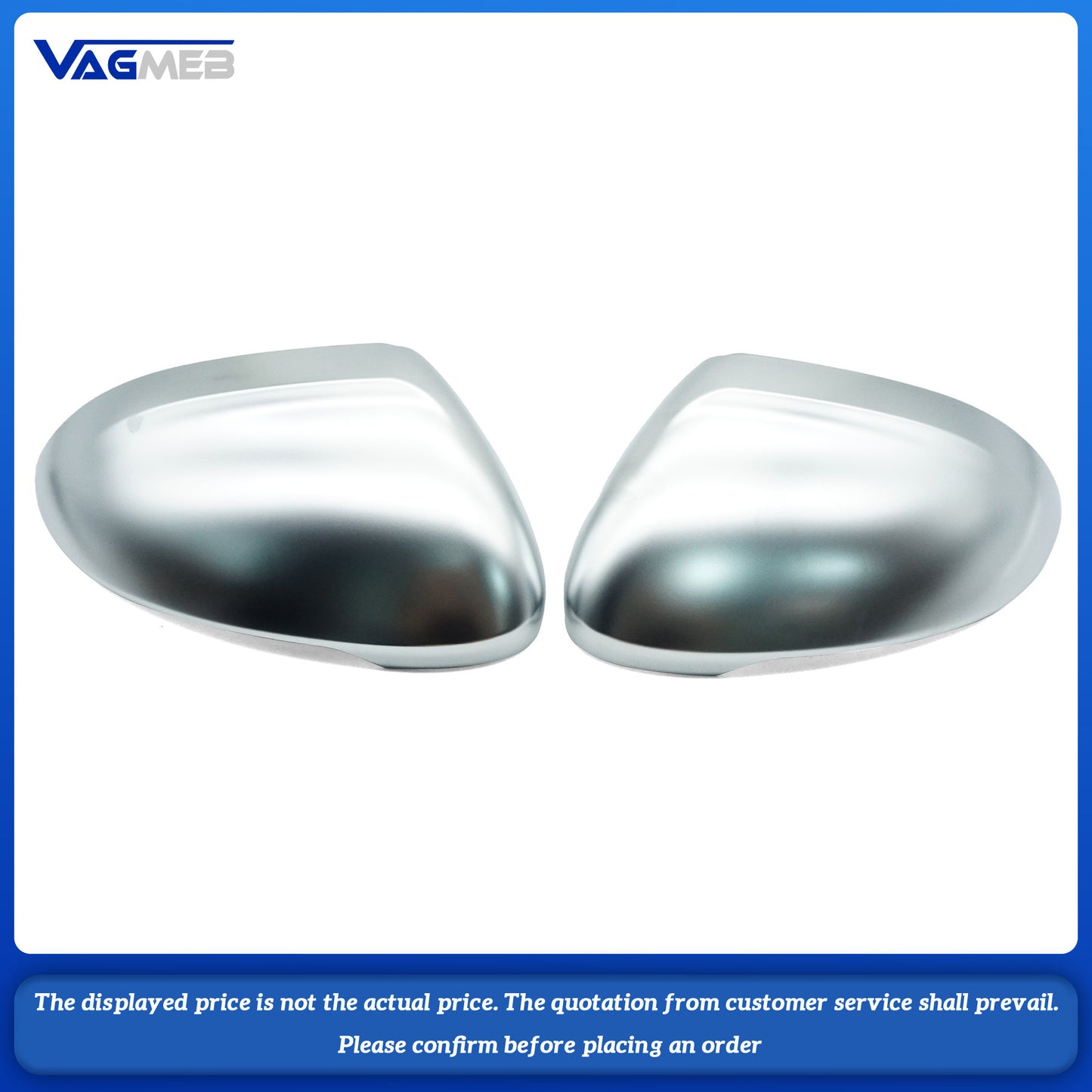 1Pair Matte Chrome Rearview Side Mirror Cover House Cap Shell Lid For VW Passat B8