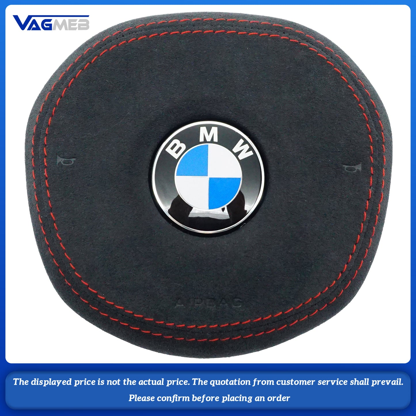 Dyed red thread Steering wheel airbag cover multifunction steering wheel For BMW M5 Woolen striped fabric