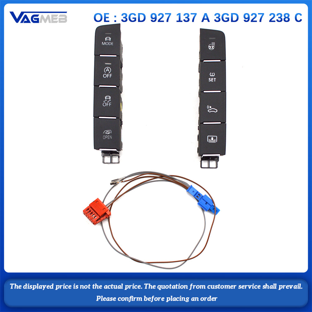 Full Key Steering Wheel Heating Switch For VW Passat B8 8.5 Arteon Central Decoration Backlight Switch 3GD927137A 3GD927238C
