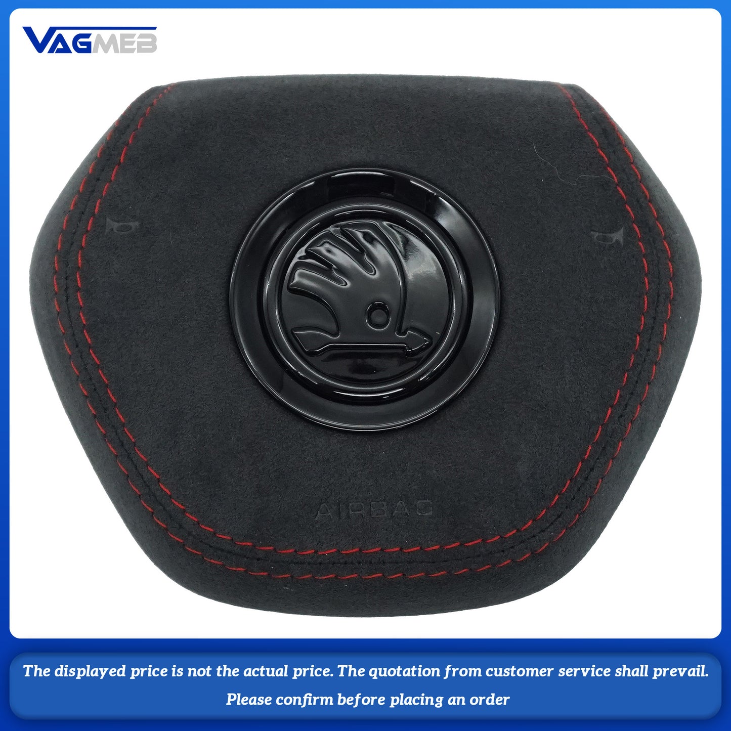 For Skoda Octavia brushed Red ABS Interior Steering Wheel Emblem