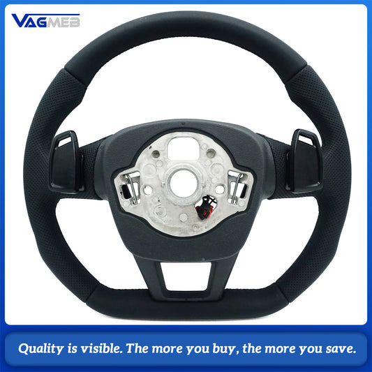 Heated steering wheel For Audi A6 C8, painted black leather, black stitching multifunctional steering wheel, Car Accessories