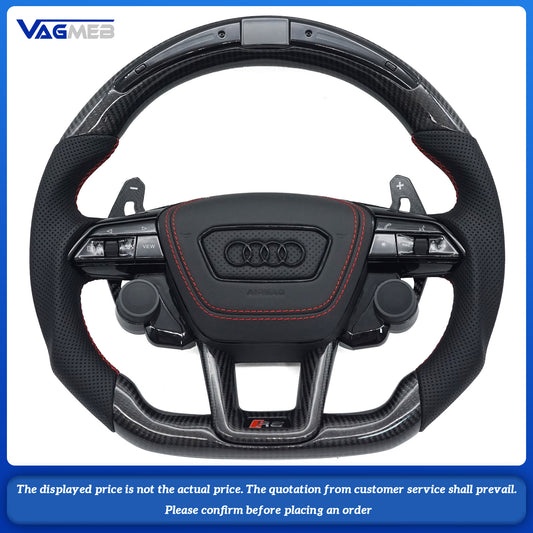 Car Interior Forged LED Carbon Fiber Steering Wheel For RS LOGO A6C8