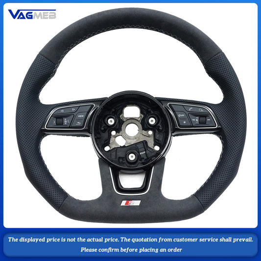 Fully steering wheel For Audi A4 B9 Refit Upgraded Multi-Function Leather Suede Flat Bottom Steering Wheel Sport