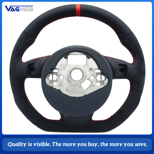 For Audi A6 C7 red striped steering wheel upgrade flat bottomed