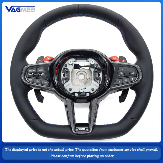 For BMW 4 Series 5 Series m4 m5 Custom leather M-color stitching steering wheel with black leather center logo With driving mode