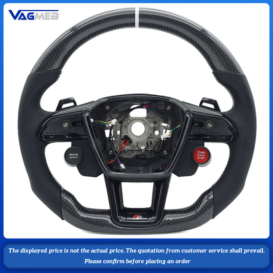 For Audi A6 C8 carbon fiber large shift lever R8 button with heating steering wheel