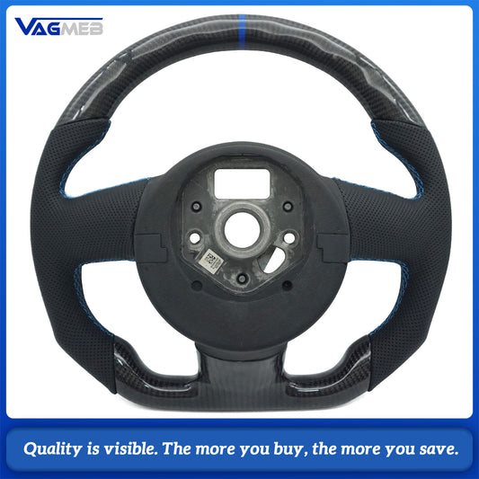Custom Steering Wheel For Audi R8V10 Perforated Steering Wheel Flat Bottom Steering Wheel Carbon Fiber