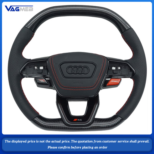 For Audi RS Logo A6C8 carbon fiber red stripe with small rocket