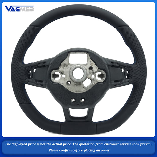 Steering Wheel is suitable For VW Golf 7 MK7 GTI Rline GTE, made of genuine leather with steering wheel frame blue line