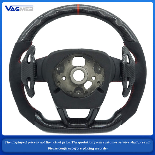 Carbon fiber Alcantara multifunctional flat bottomed steering wheel with paddle shifters for Audi Q5 FY, Car Accessories