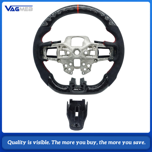 Customized Carbon Fiber Alcantara Leather Steering Wheel Fit for Ford Mustang 2015 -2022 GT Shelby